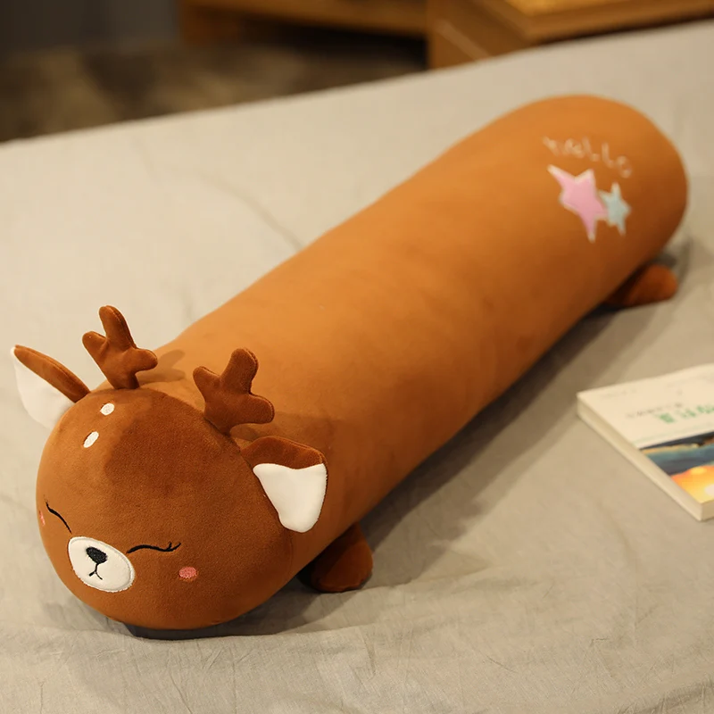 80-140cm Animal Cylindrical Long Strip Pillowcase Bed Sofa Cushion Sleeping Throw Pillow Leg Pads Dust Cover (Without Pillow)