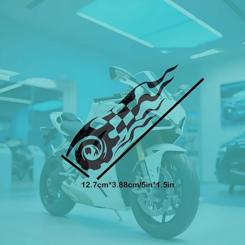 Flame & Checkered Flag Waterproof Sticker, Bold Graphic Decal for Motorcycle Helmet and Body
