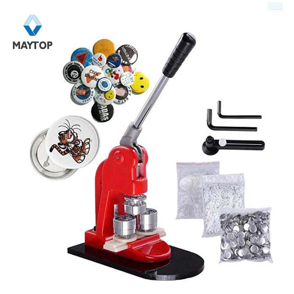 DIY Metal Buttons Maker Round Badges Punch Press Machine for Badge Buttons Making Printing Mold Hand Tools Kit Red