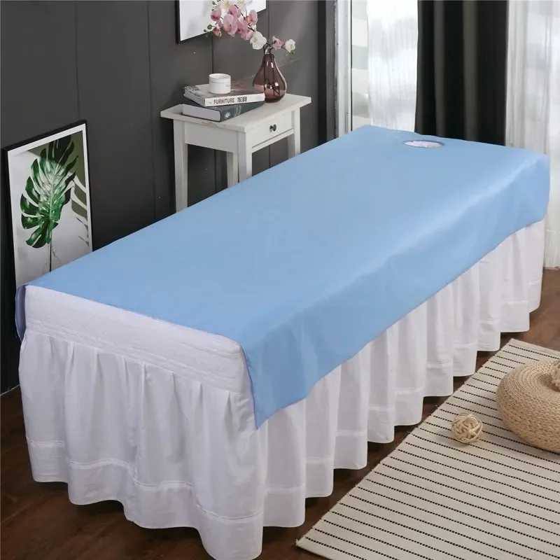 Waterproof Beauty Salon Massage Oil-proof Towel Blanket Washable Spa Clubhouse Dedicated Breathable with Holes Flat Bed Sheet