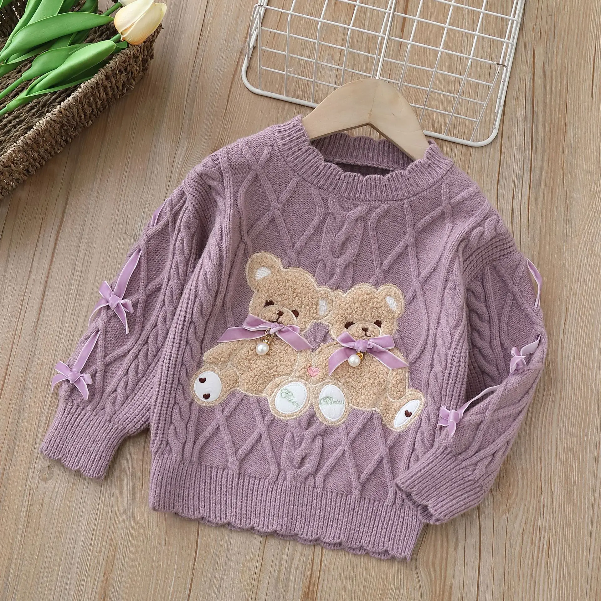 Girls Sweaters Spring Autumn Children Knitted Cartoon Sweatshirts For Baby Girl Woolen Tops Kids Pullover Sweater Clothing 6Y