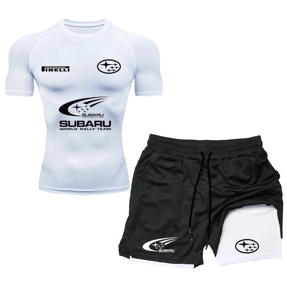 

Summer sports suit shorts, summer breathable SUBARU racing bodysuit, short sleeved shorts, men's clothing, youth trend, quick dr