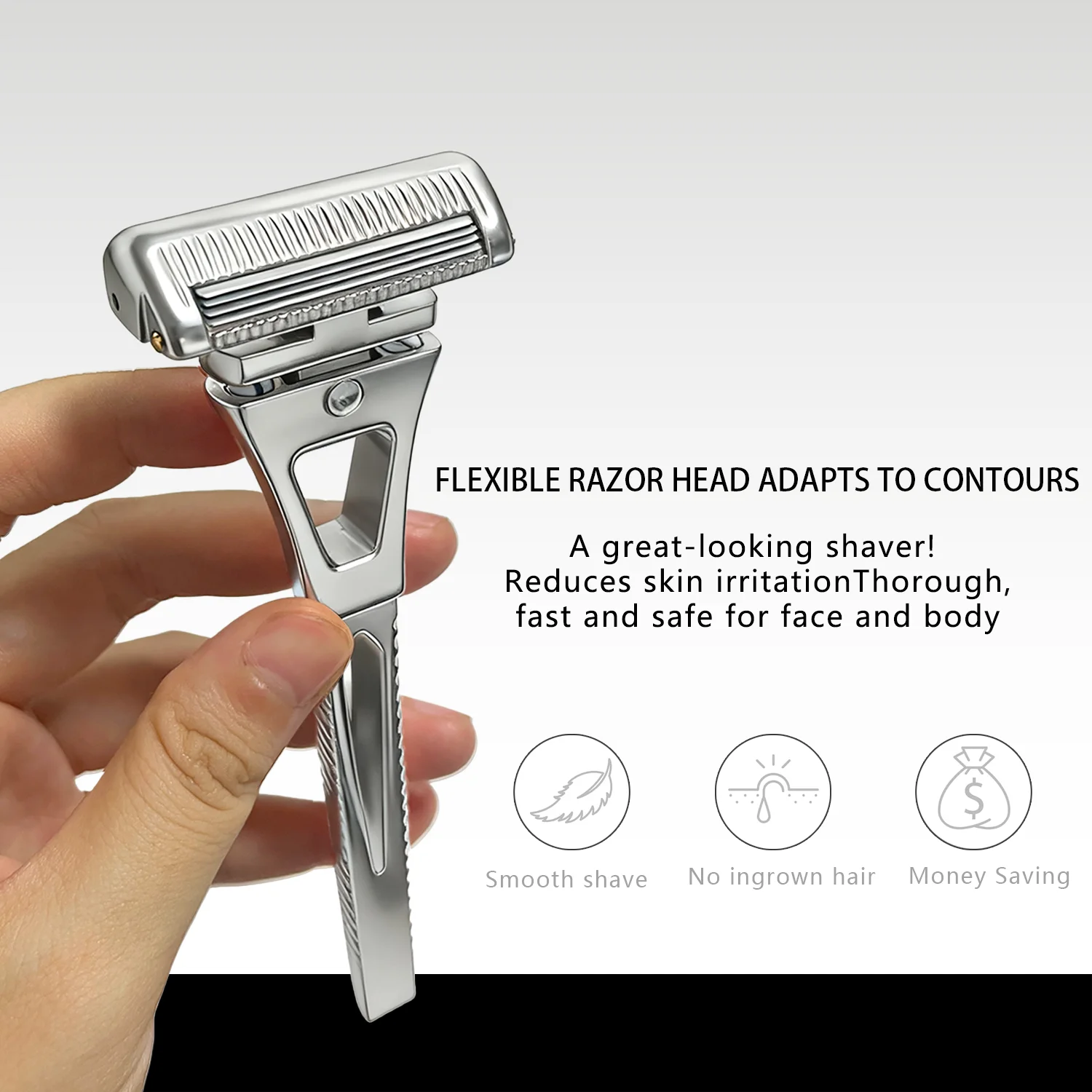 Whityle 24TS Glide Pro 4D Super Stainless Steel Shaving Razor 4 Haft Blade Safety Shaver Kit for Man with Stand Men’s Best Gift