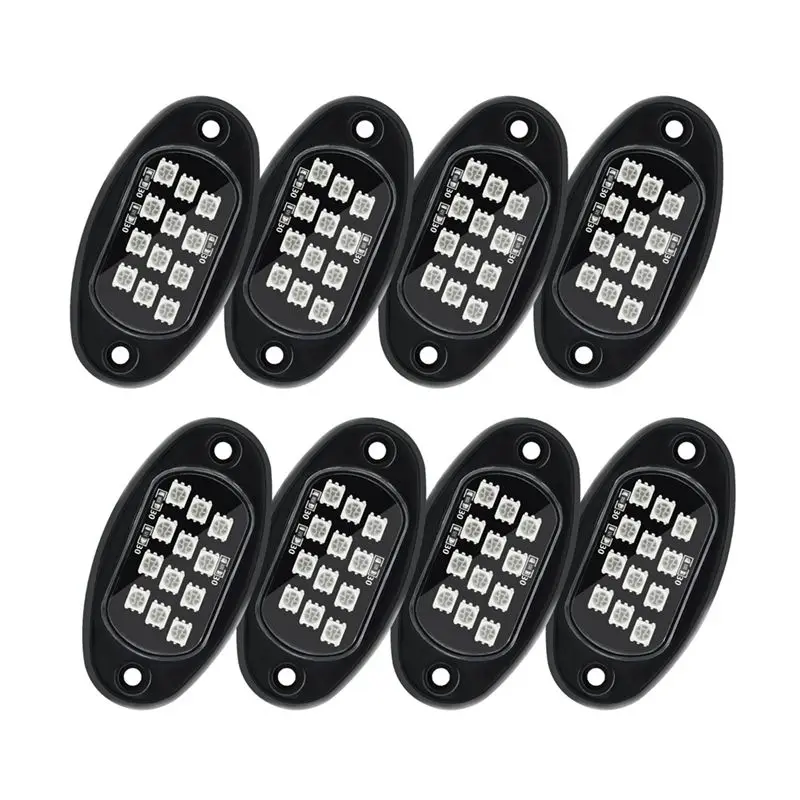 M93K-RGB Rock Lights, Multicolor Underglow Lights Kit With App Control Flashing Music Mode Waterproof Wheel Well Light Parts ,8