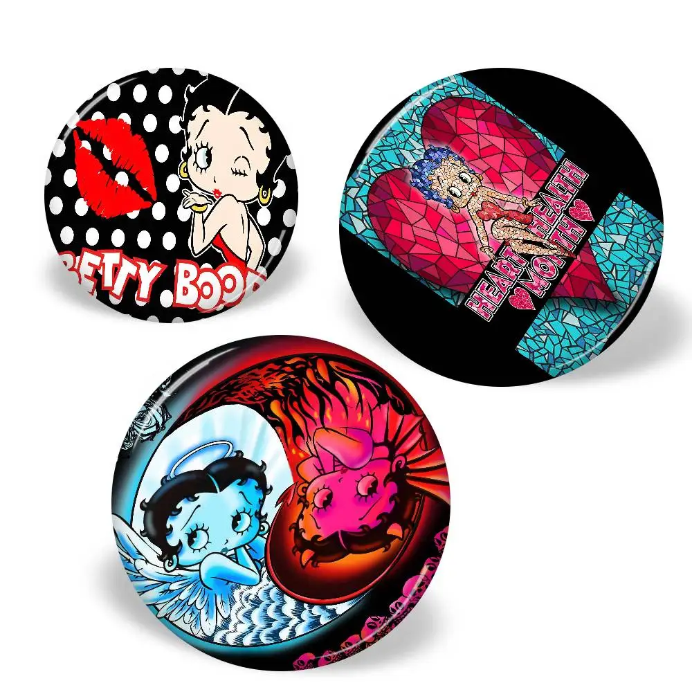 B-Betty Doll B-Boop Girl دبوس زر ناعم مشرق مطبوعة أيقونة هدية للأصدقاء شارة طوق بروش التلبيب دبوس معدني