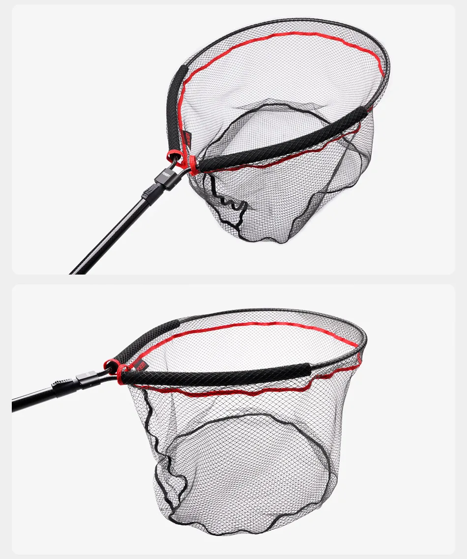 NOEBY Folding Landing Net 60cm×50cm Carbon Handle Floating Net 122cm Boat Float Tube Fishing Tackle