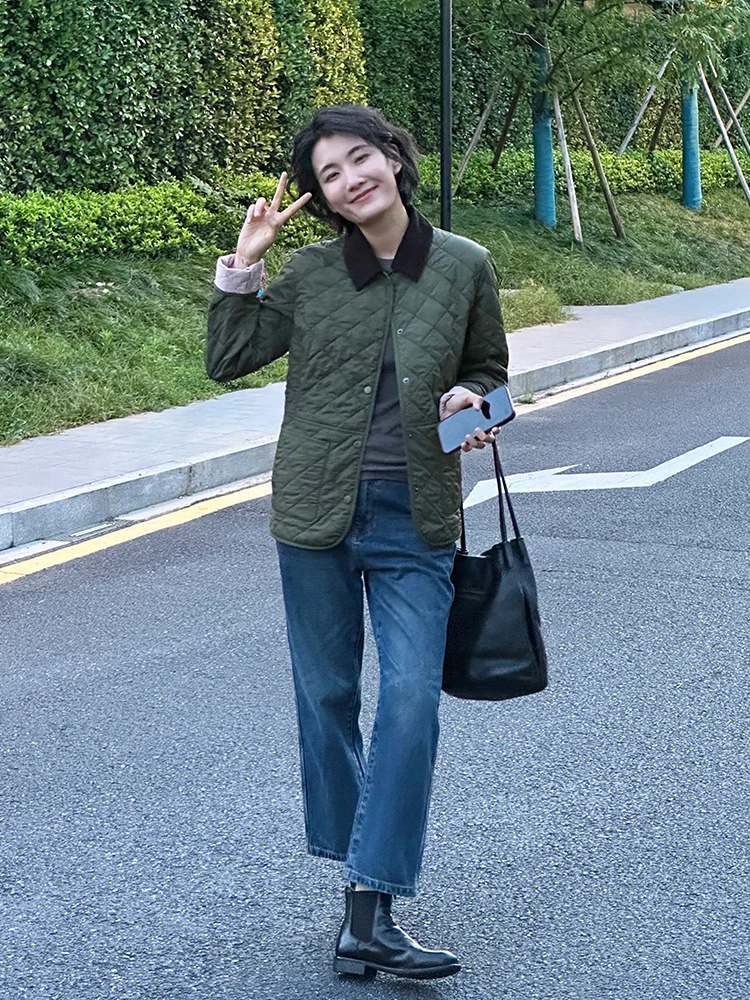 

Легкая хлопковая куртка для женщин на раннюю весну, ретро-стиль, прямой крой, для повседневной носки, из нейлоновой ткани