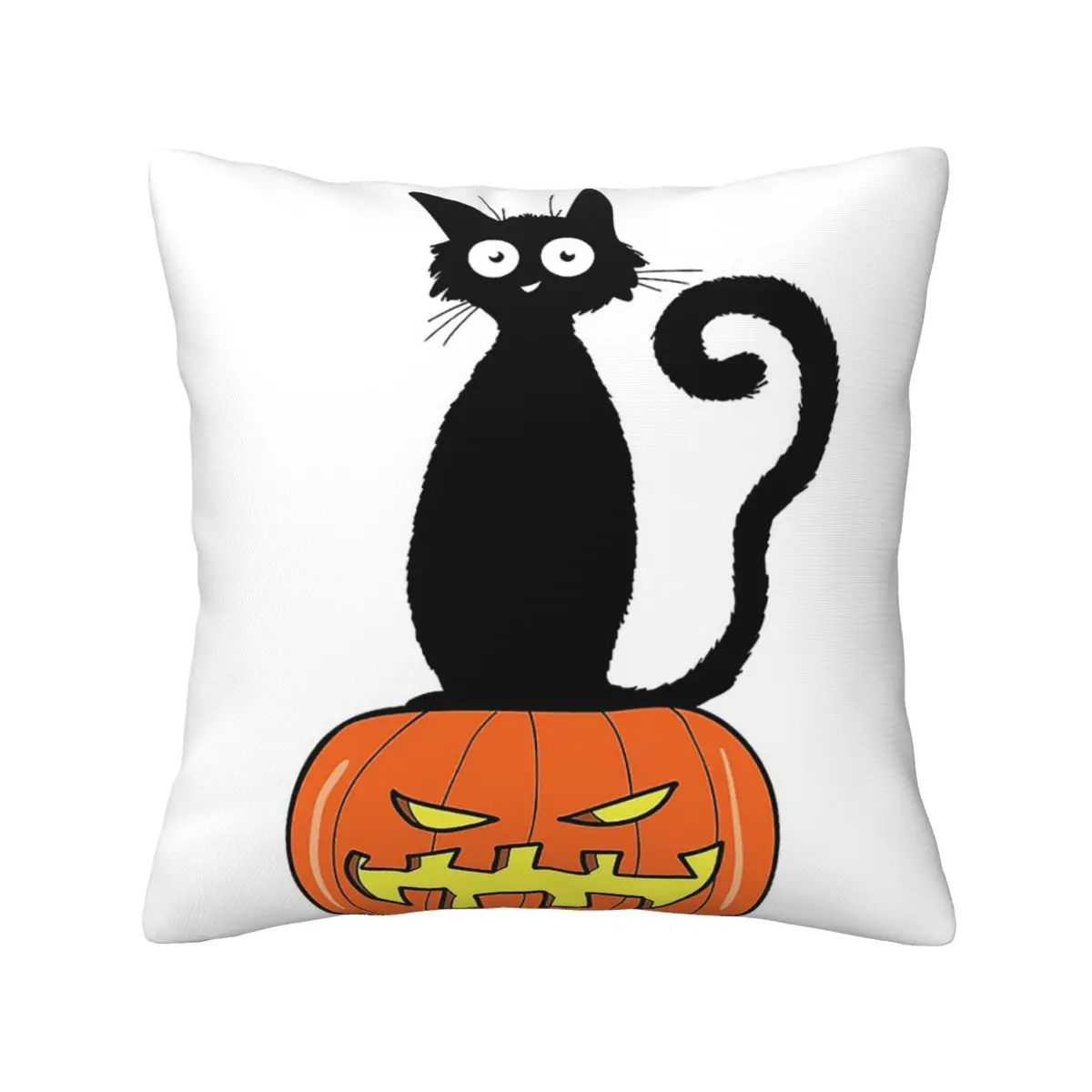 

Funny Cat Halloween Jack-o '-lantern Soft fabric home decor Drop Shipping printed 20x20in Cushion Cover