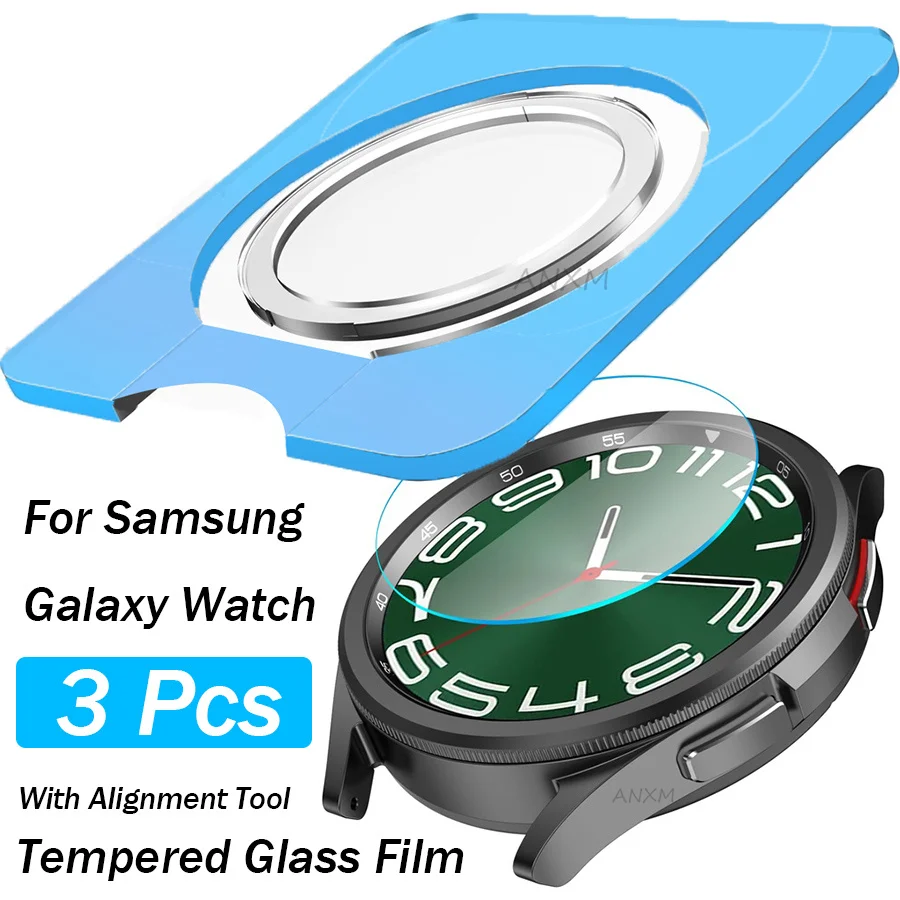 3 szt. Szkła Hartowanego do Samsung Galaxy Watch Ultra 6 8 Classic 5 4 40mm 44mm 47mm Folia Ochronna na Ekran z Narzędziem i Łatwym Zestawem Montażowym