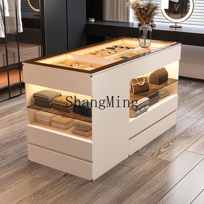 

CL Modern Minimalist Home Wardrobe Island Cabinet Chest of Drawers Light Feel Luxury Goods Storage Jewelry Display Cabinet
