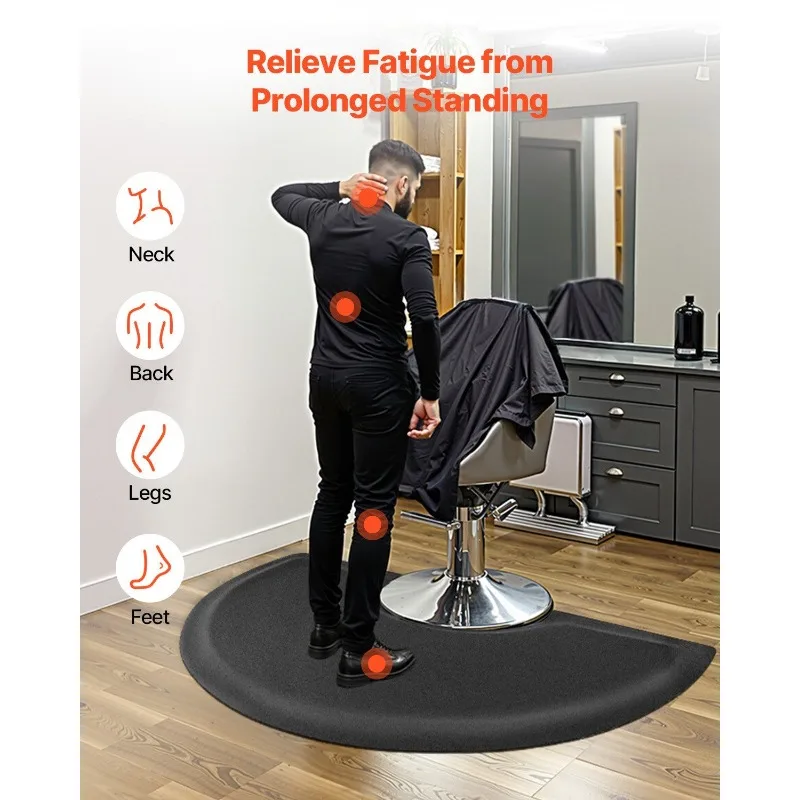 

Salon Mat for Hair Stylist 3 x 5 FT Semicircle Salon Chair Mat 1/2" Thick