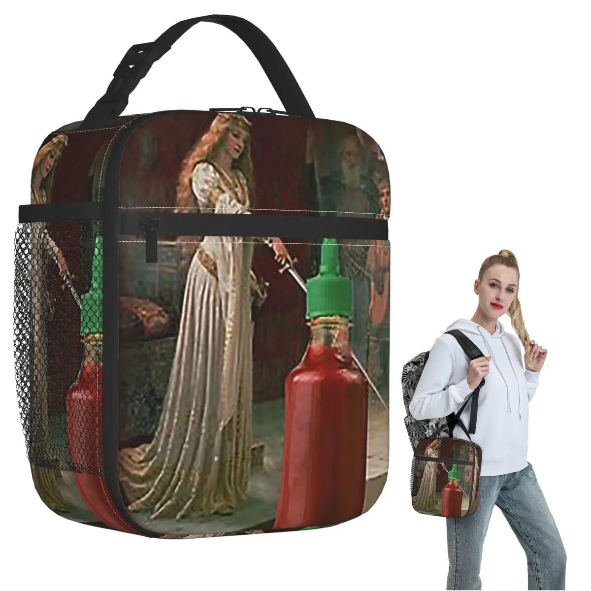Bolsa térmica para el almuerzo con diseño de salsa Sriracha de Sir Racha para mujeres y niños, cajas de comida portátiles, bolsa térmica para el almuerzo