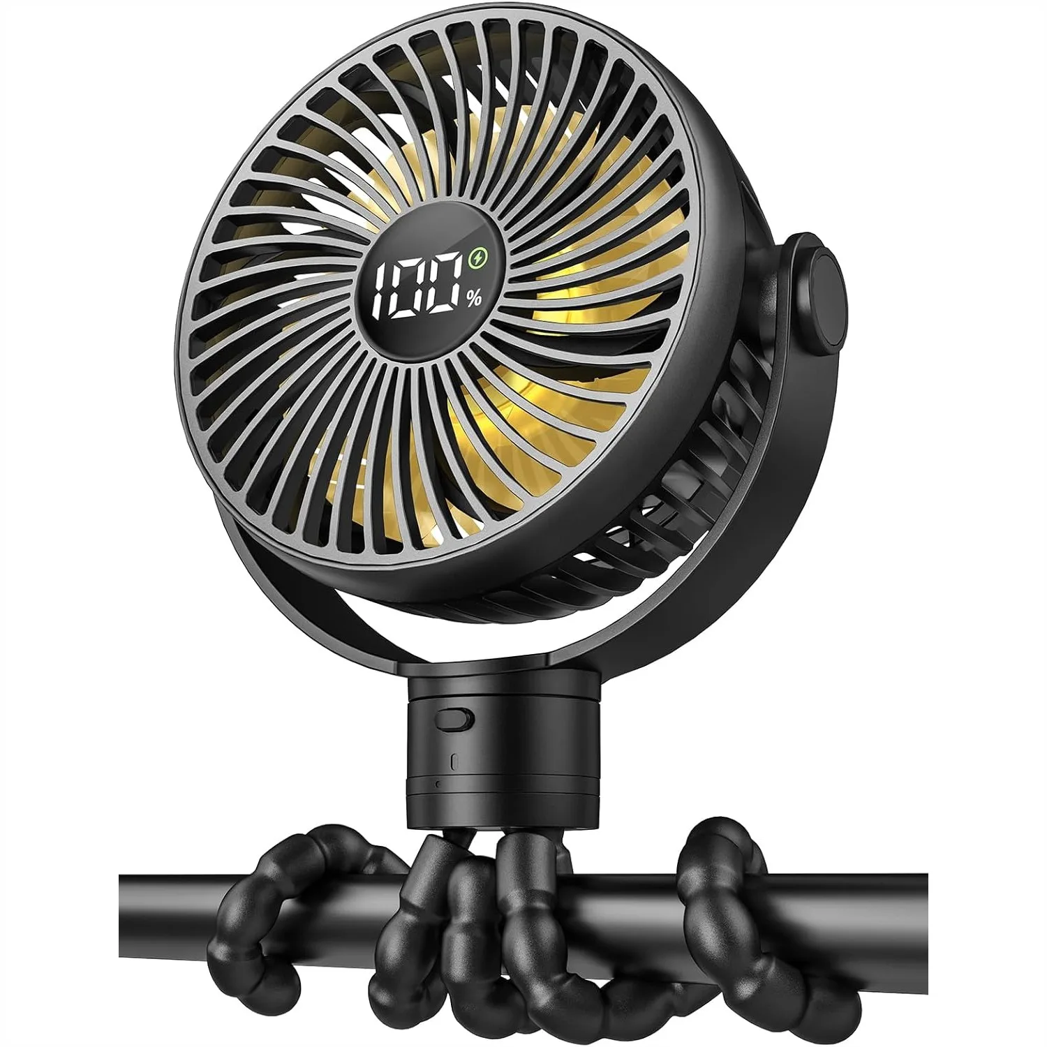 

Portable Stroller Fan with 4000mAh Battery 25H Run Time, 360° Rotate Clip on Fan for Car Seat Crib Bike Treadmill, Black