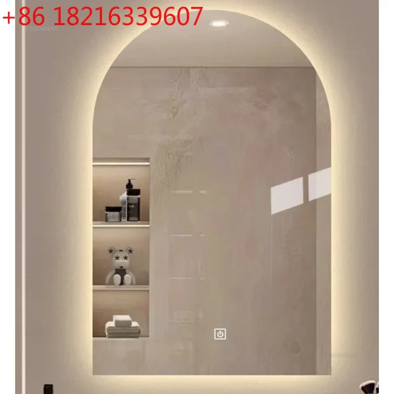 

Французские арочные зеркала для ванны для унитаза, настенные зеркала с сенсорным экраном, легкие роскошные стеклянные дизайнерские зеркала для спальни