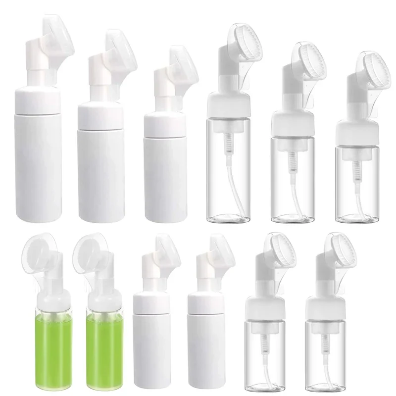 

5Pcs Empty 100-250ml Soap Foaming Bottle Mousse Foam Bottle Facial Cleanser Pump Dispenser w/ Silicone Foam Massage Brush Head