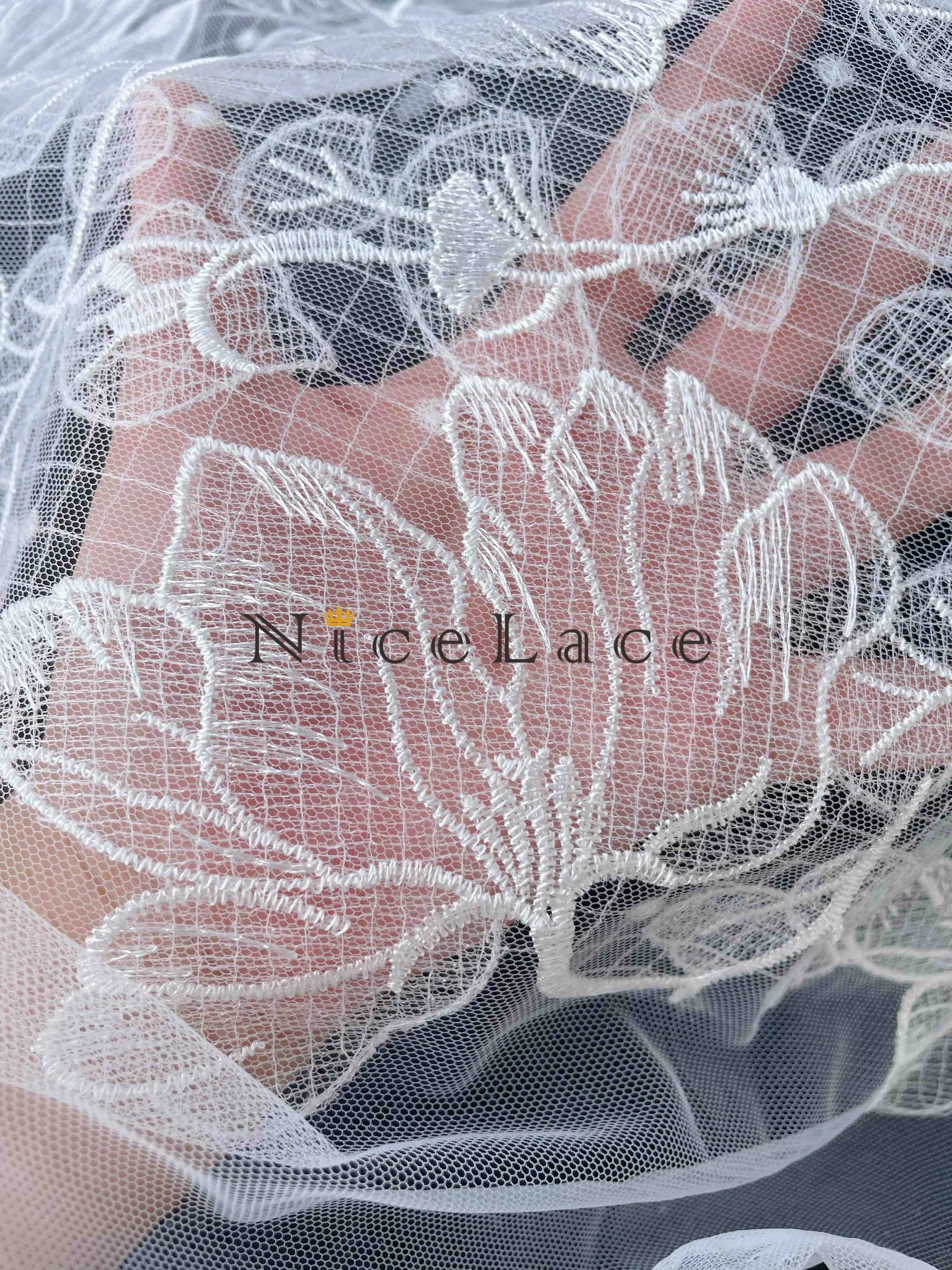 Nicelace Wedding Dress Sewing Accessories White Embroidery Lace Fabric Soft Mesh Tulle For DIY Bride Gowns Wears