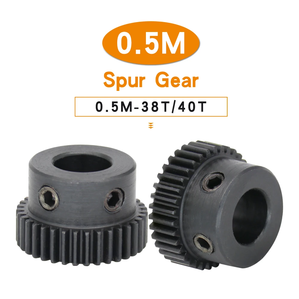 

Motor Gear 0.5M-38T/40T Bore 5/6/6.35/8/10 mm Mini Gear Wheel SC45#Carbon Steel Blackening Teeth Height 5 mm Transmission Parts