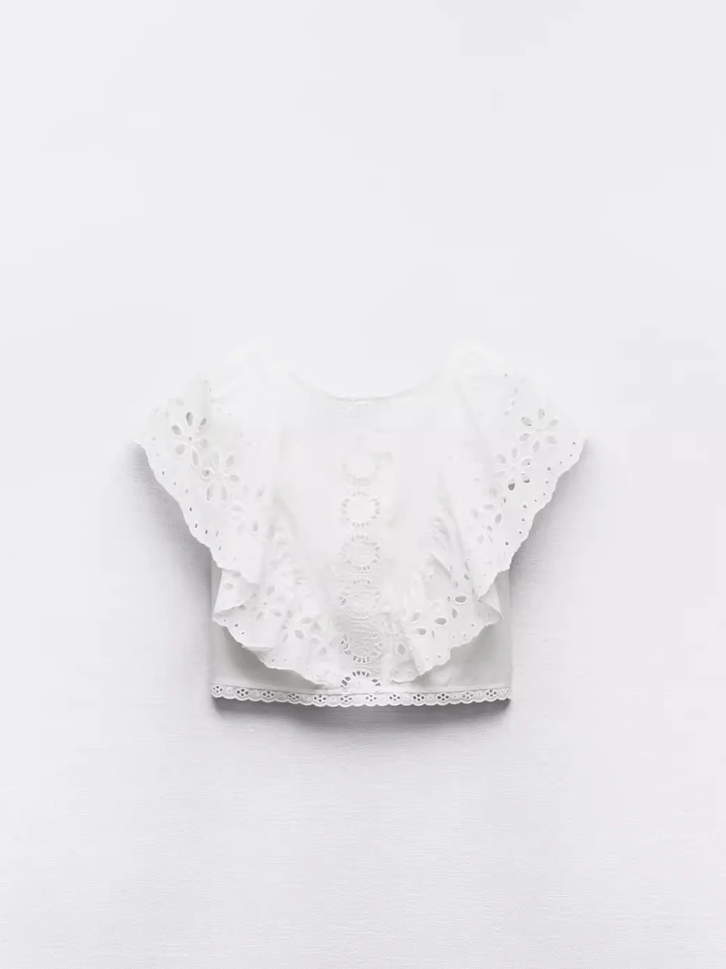 

Sweet Sle Hollow out Embroidery Decorated irt Women's Top New Summer Cotton Blend Regular Length Svel round Ne