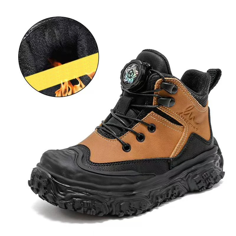 

Зимние стеганые ботинки для детей, непромокаемые походные детские зимние ботинки из искусственной кожи, трендовые модные плюшевые ботинки-карго, теплая хлопковая обувь