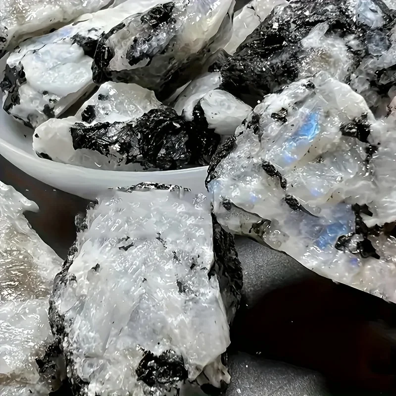 حجر القمر البوهيمي الخام - قزحي الألوان الطبيعي، مثالي لديكور المنزل للعلاج العطري وهدايا اليوغا والمجموعات المعدنية. حجر كريستال #2