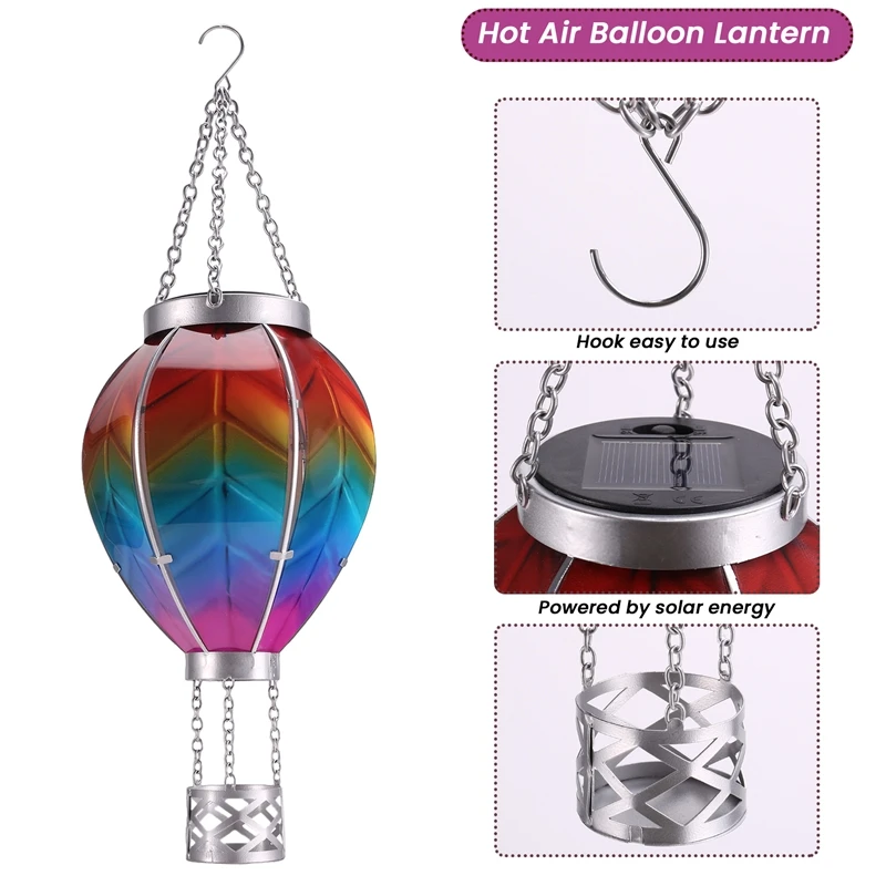 Solar Powered Hot Air Balloon Lantern Hot Air Balloon Garden Landscape Solar Lantern Hot Air Balloon Waterproof Lanterns