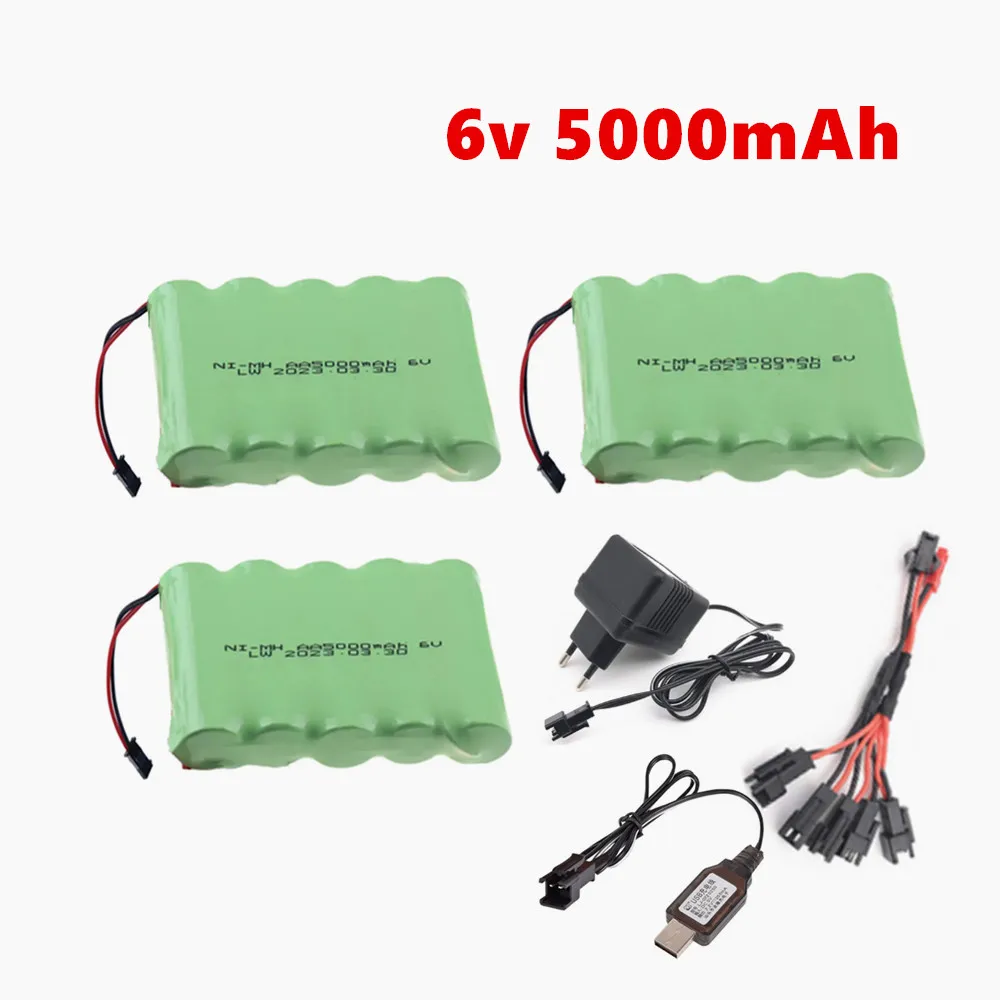 6V 5000mAh NI-MH Battery For RC Cars Robots Tanks Gun rc Boats parts With SM Plug AA 2400mah 6v NiMH Rechargeable Battery Pack