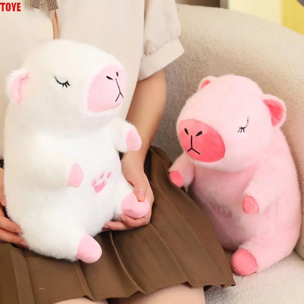 Bonita simulación de pastel Capybara, muñeco de peluche, globo de Animal rosa, juguetes de peluche Capibara de 30cm, Capibara suave de Anime, juguete esponjoso de Navidad