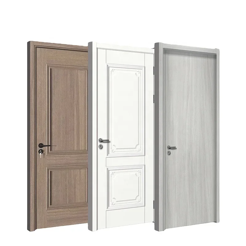 Solid Wooden Door PVC WPC Latest Designs Pictures Panel Interior Room MDF Main Doors for Houses for Bedroom Bathroom