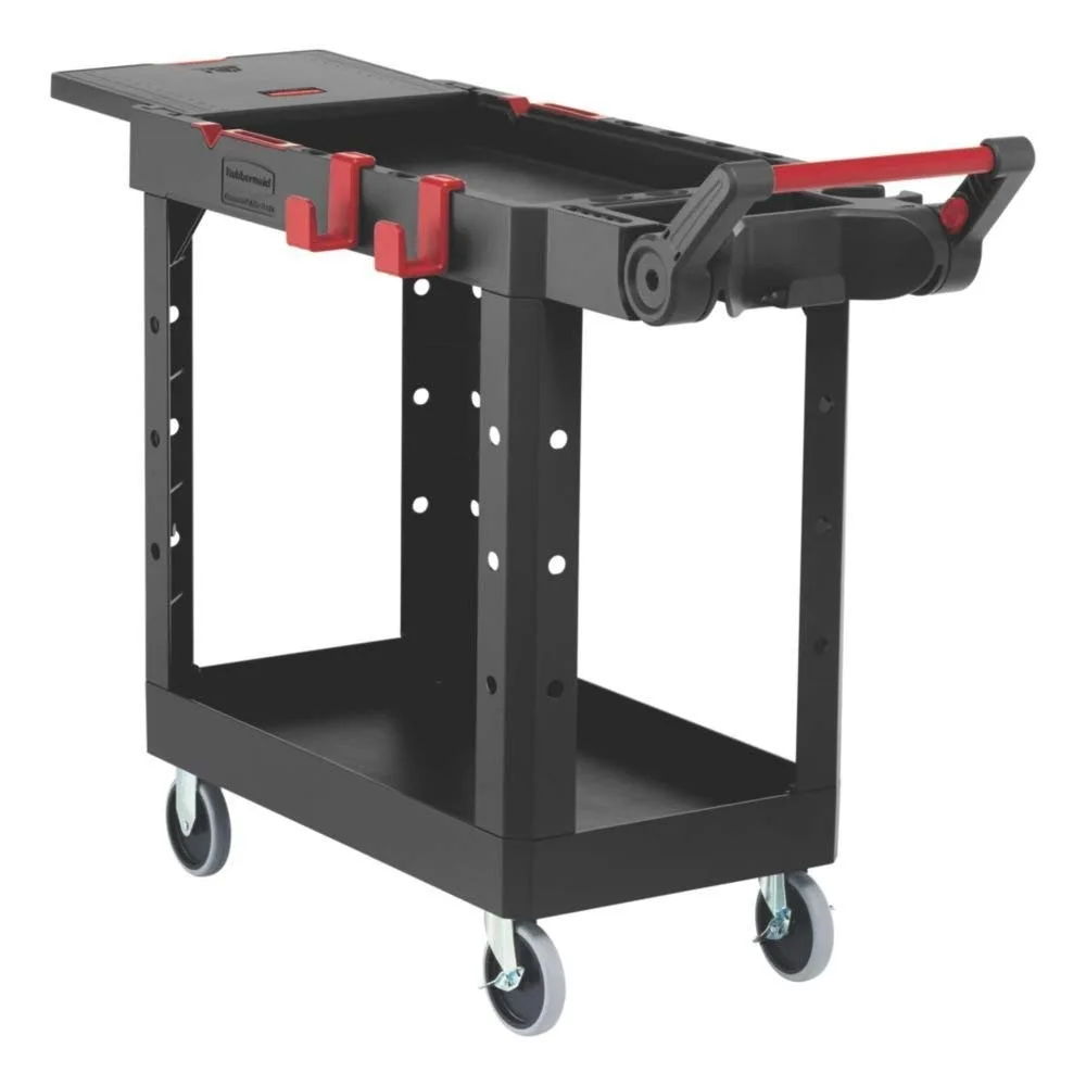 

Commercial Products Heavy Duty Adaptable Utility/Service Cart, Small, 500 lb. Capacity, Black, for Warehouse/Garage/Cleaning/Ma