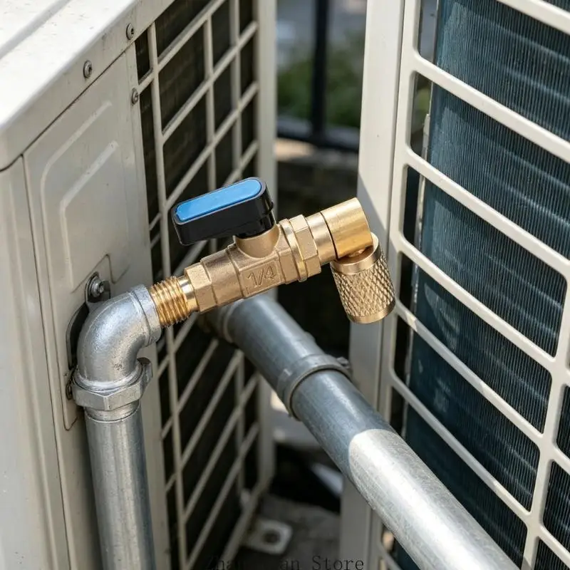 Absperrströme steuern 90-Grad-R22-Messingkugelhähne zum von AC-Kältemitteln, kleine Ventile für die Kühlung 3XUF – Detail 2