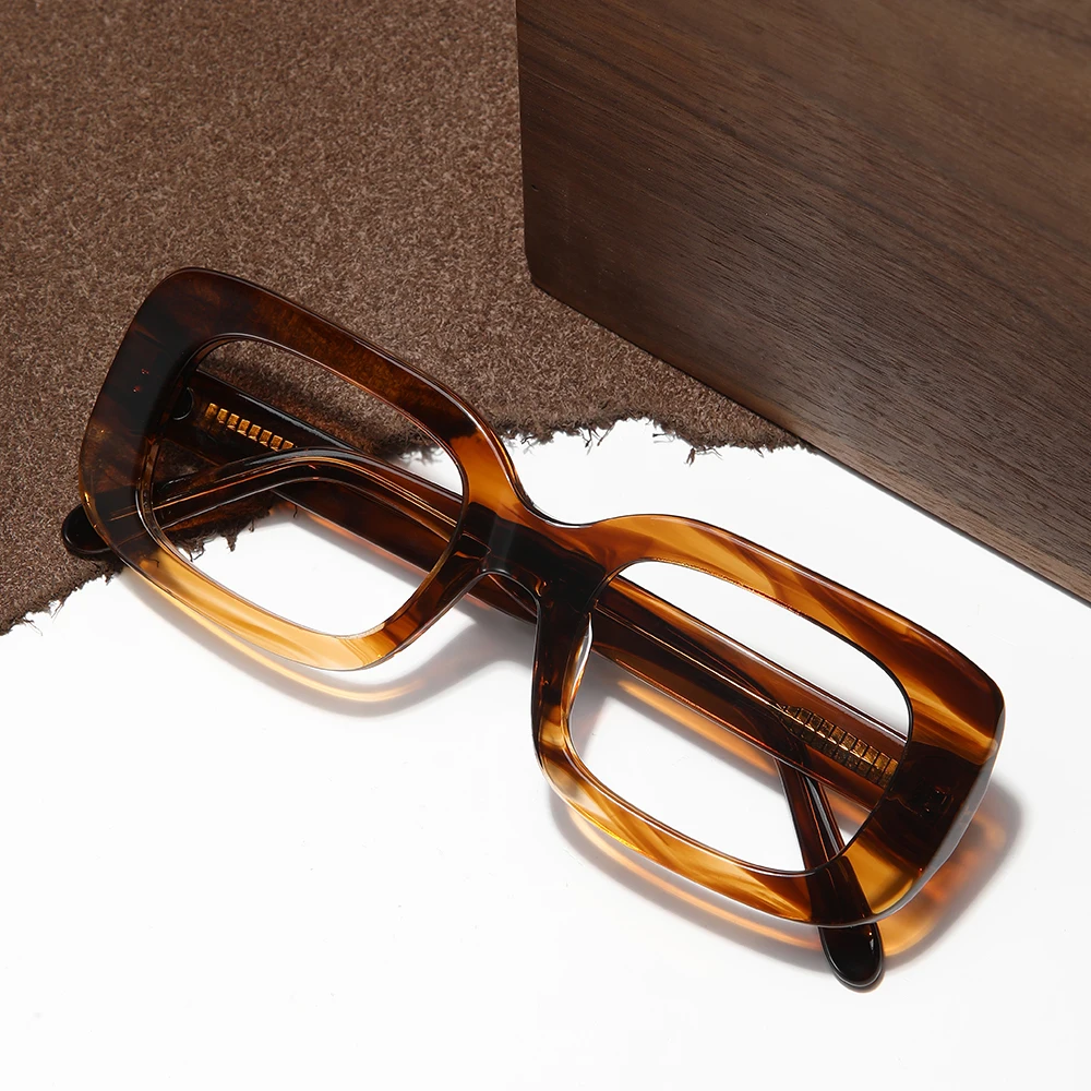 Vintage Acetate Thick Glasses Frame Men Square Big Wide Legs Eyeglasses Oversized Handmade Prescription Spectacles BOA1242