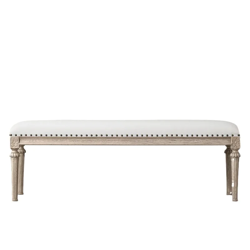 

American solid wood retro carved bench, shoe changing stool, bedroom fitting room stool