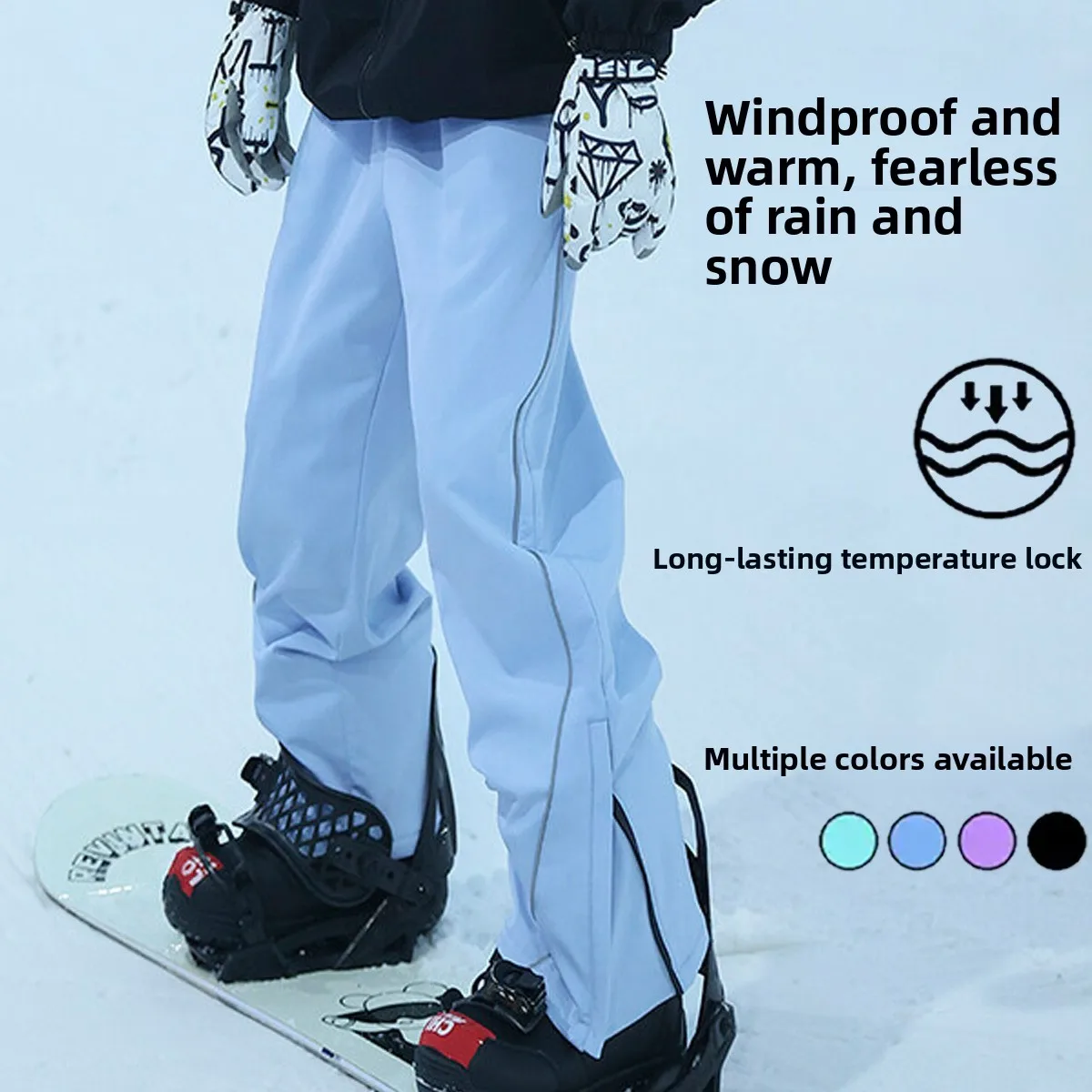 Ski Pants Velvet and Thickened Winter Outdoor Three-proof Charge Pants, Cold-proof, Windproof and Waterproof Snow Pants