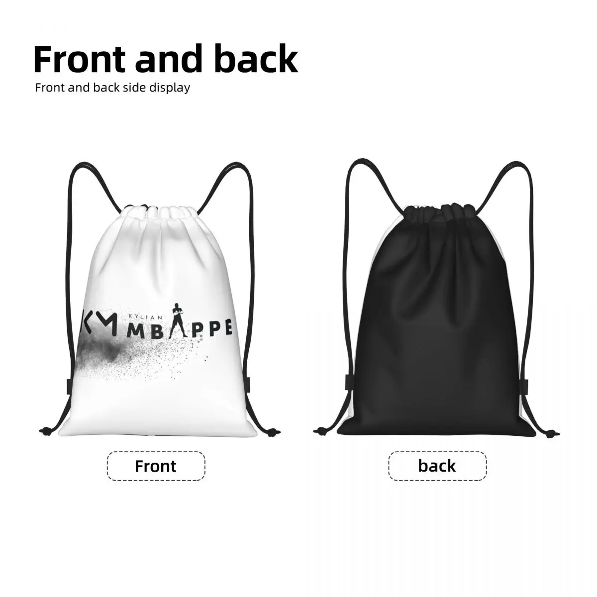 Custom KM Mbappes Soccer Drawstring Backpack Women Men Gym Sport Sackpack Foldable Training Bag Sack