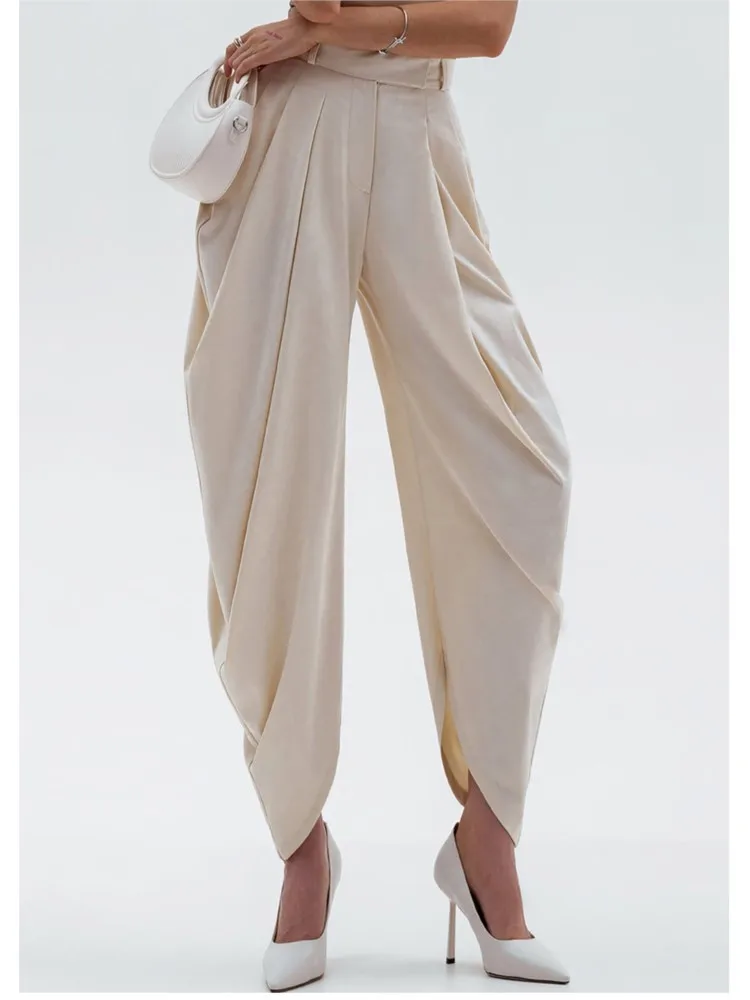 

New Women's Simple Casual Solid Color Nine-point Pants Spring And Summer Daily Commuting Fashion Pleated Versatile Trousers