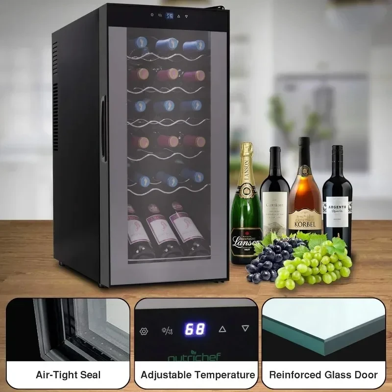 18-Bottle Slim Wine Refrigerator Adjustable Temperature Control 41°F To 64°F Ultra-Quiet Operation 30x13x17 Inches