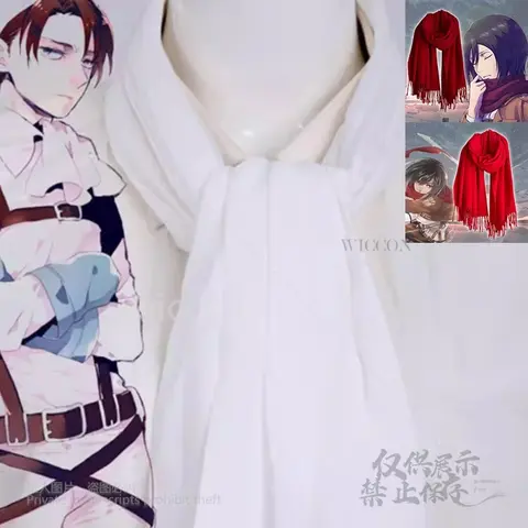 Anime Attackk on Titann Levi Ackerman Mikasa white neckerchief red scarf saliva towel cosplay costume performance Role Halloween