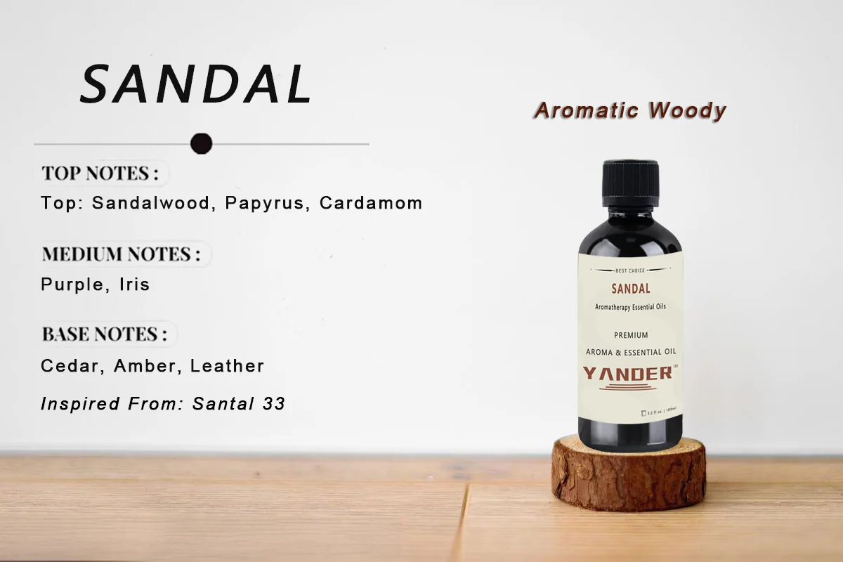 YANDER 100ml Sandalwood Essential Oil Aromatic Woody Fragrance Oil Santalwood Amber Leather No.33 Unisex Eau De Parfum Santal Pe