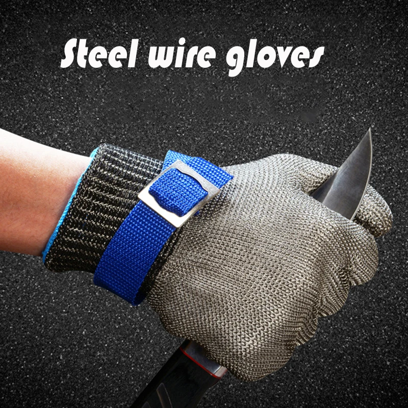 Anti cutting gloves for slaughtering and killing fish level 5 anti cutting hand protection  stainless steel wire metal gloves