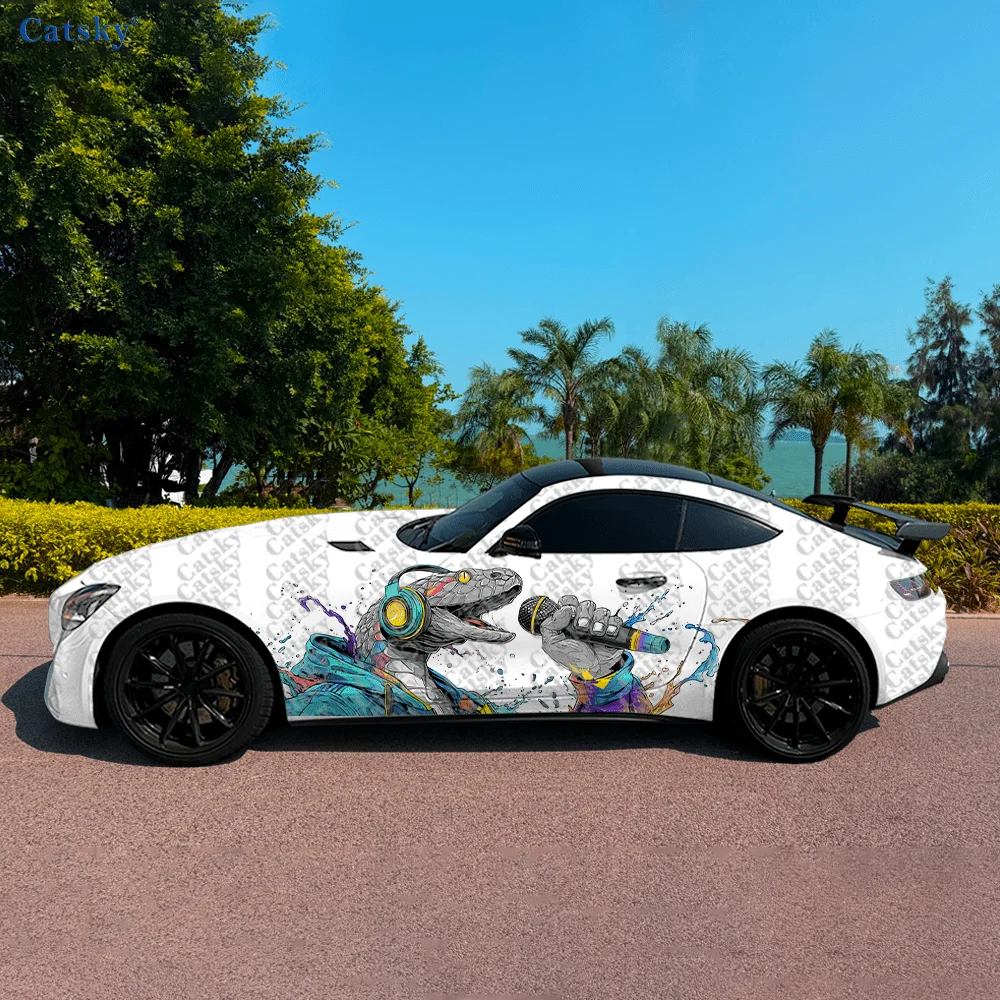 

Music Snake Splash Car Side Sticker Decoration, PVC Waterproof Scratch Resistant Decal, Car Protection, Auto Accessories Gift