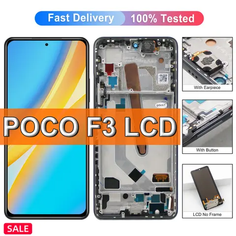 OLED For Xiaomi POCO F3 LCD Display Touch Digitizer Assembly Replacement For POCOF3 M2012K11AG Screen Replacement with Frame