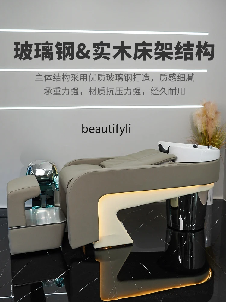 Lying Half Shampoo Chair Hair Saloon Dedicated Deepening Ceramic Basin Rubber Pillow Washing Bed