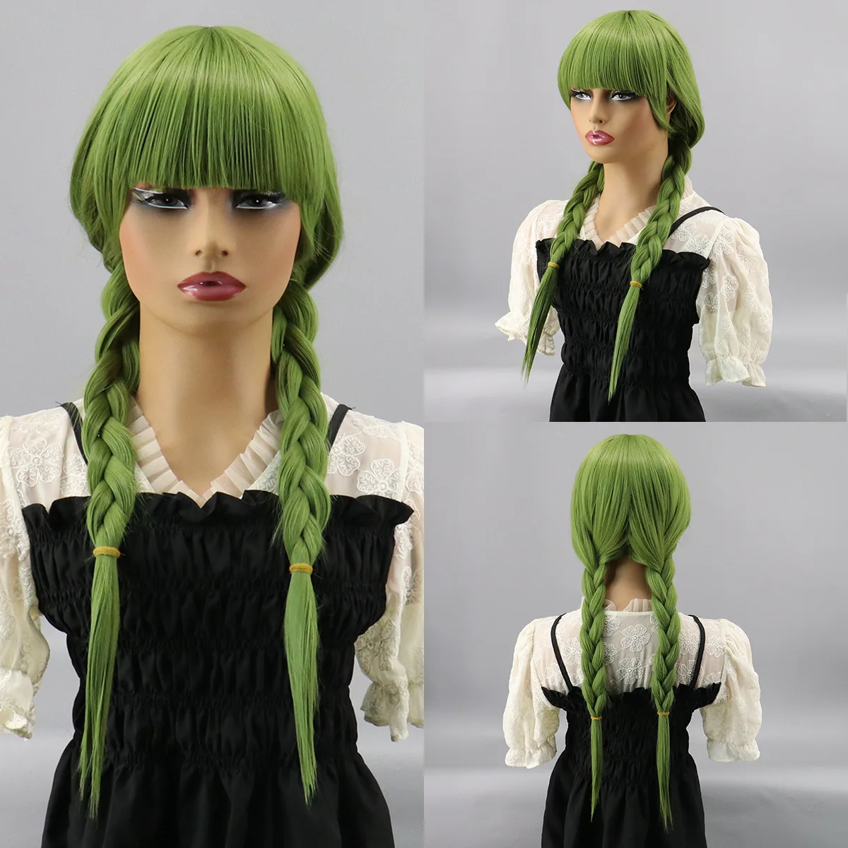 dark green Double Twist Braid Synthetic Wig Fashion Elegant High Quality Braid Wig Women's Wig