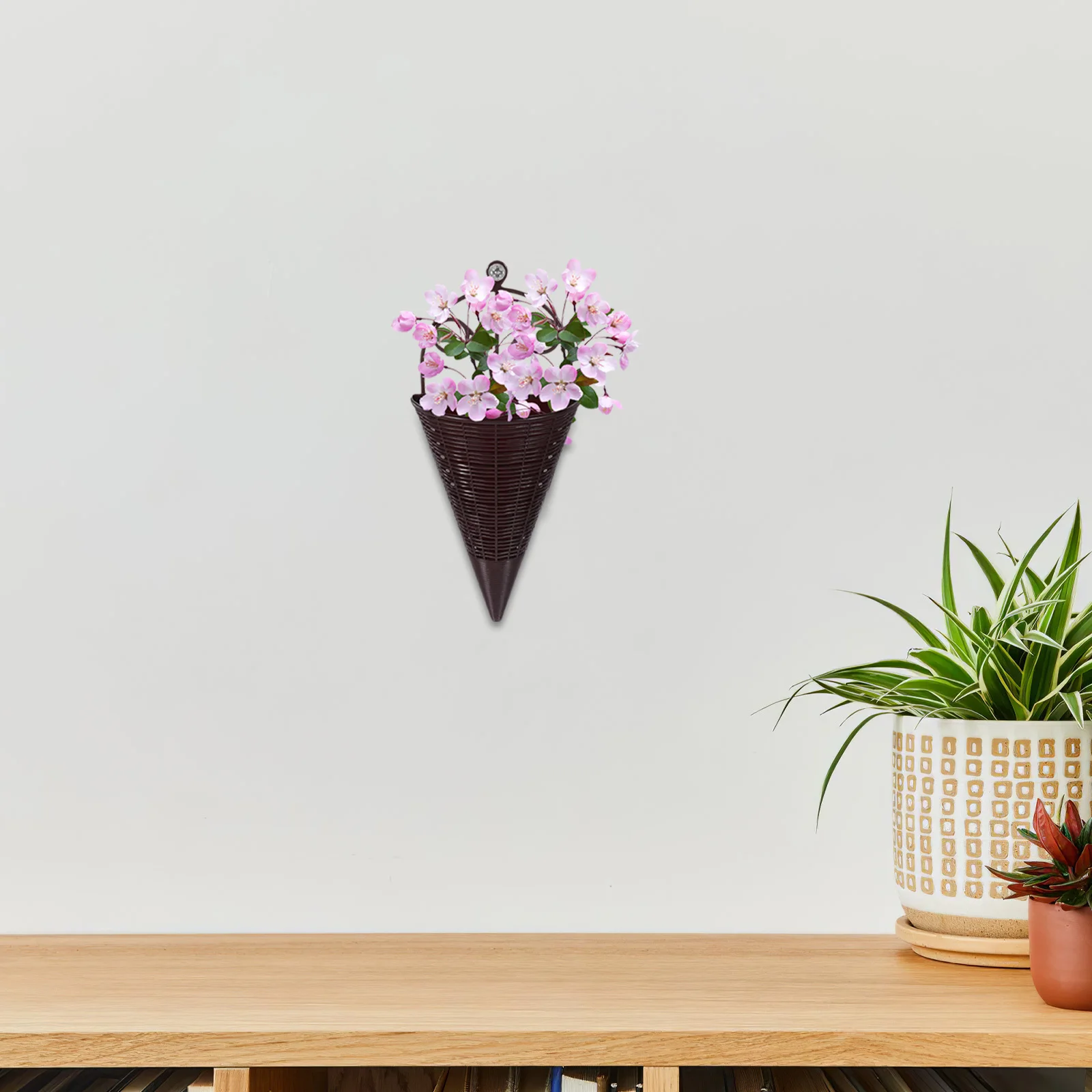 

3pcs Hanging Flower Baskets Woven Wall Mounted Storage Basket For Plants Indoor Decorative Organizer Fruit Vegetable Holder