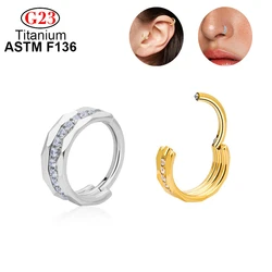 Luxurious Earring 5A+ Zircon Septum Hinged Segment Clicker Labret Nose Ring F136 Titanium Ear Tragus Cartilage Body Piercing