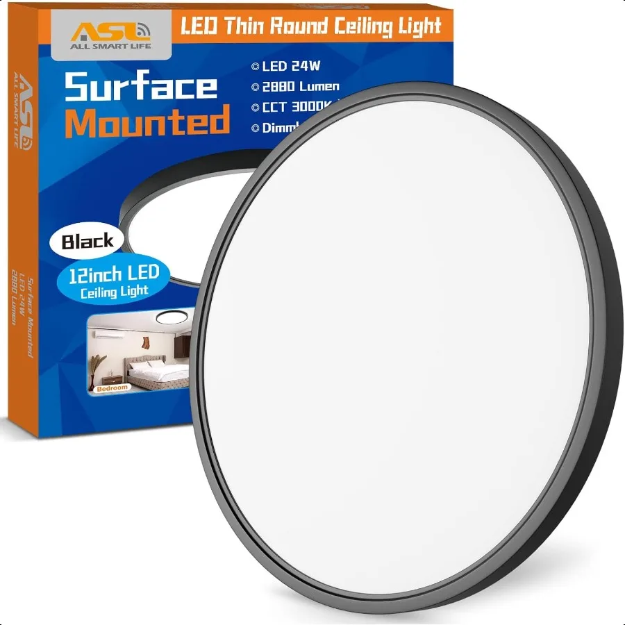 LEDシーリングライト フラッシュマウント 24W 12インチ 3000K 4000K 6500K 丸型フラットパネルライト