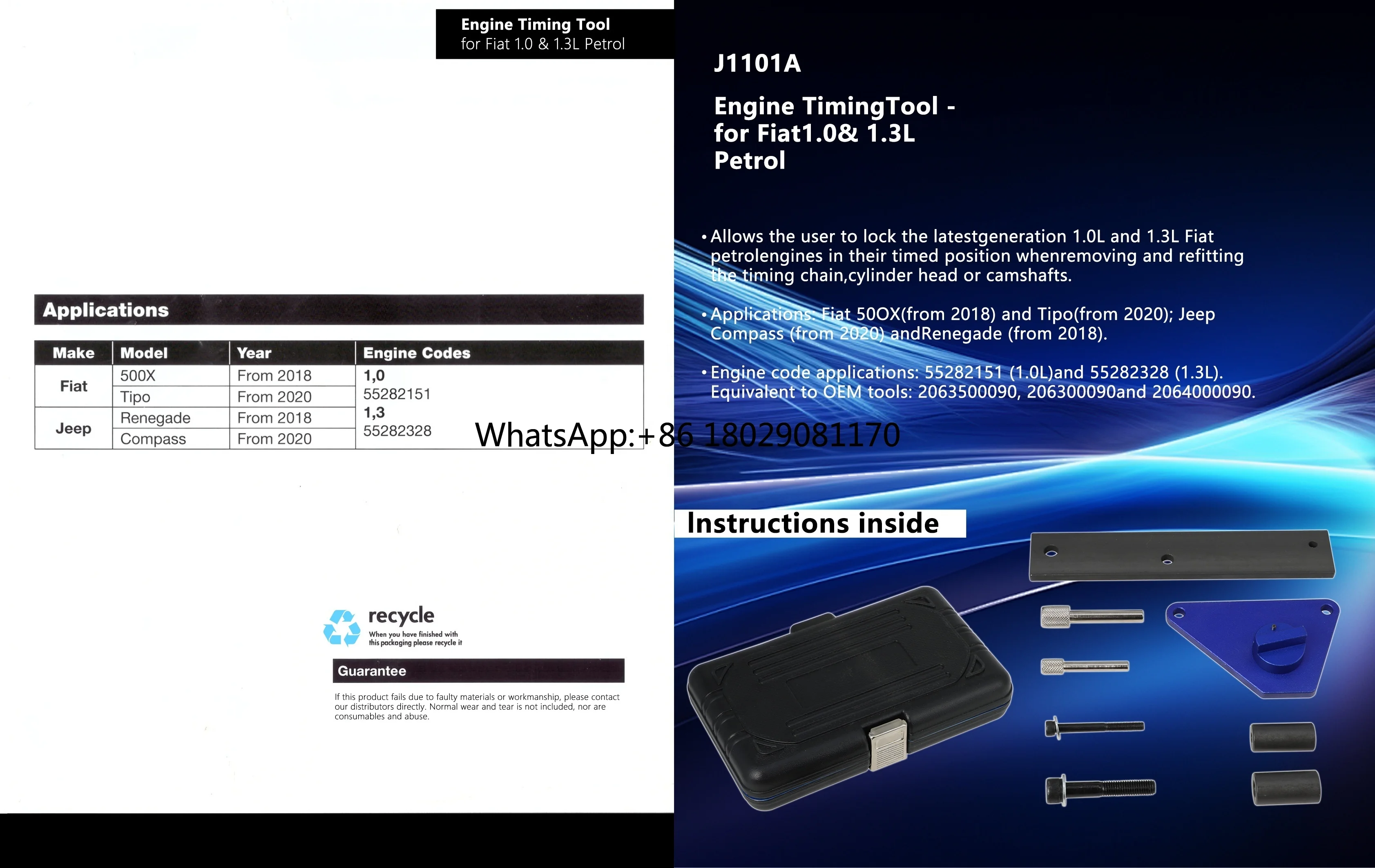 Engine Timing Tool for Fiat 1.0&1.3L Petrol