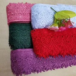 1/3 yarda de encaje de ganchillo bordado hermoso de 8 cm de ancho, cinta de encaje para manualidades, encaje para faldón de cama