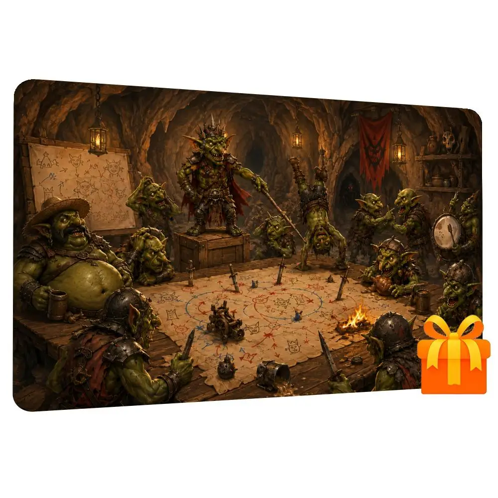 Large Card Gaming Mouse Pad Goblin Cave War TCG Playmat Anti-Slip Rubber Deskmat Office Desk Accessories Stitched Edges Game Mat