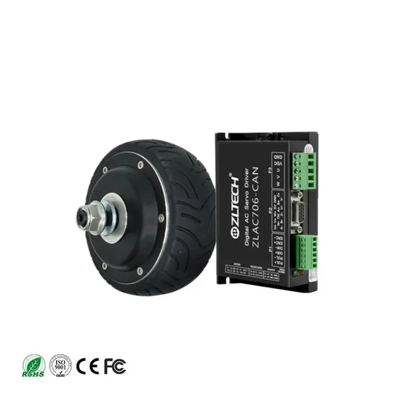 Zltech IP54 4inch 100W 24V 2N.M Load Capacity 50kg/2 Wheels Stainless Steel Wheel AGV Hub Servo Motor With 1024-wire Encoder